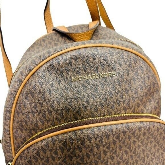 Michael Kors Abbey Medium Logo and Pebbled Leather Backpack Brown main image 12